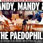 Epstein files photo showing Jeffrey Epstein sitting with Andrew Mountbatten-Windsor and Peter Mandelson as the Epstein files us-iran war topic trends worldwide